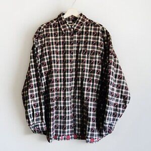 C.S.T. Sport Christmas Flannel Shirt Red White Silver Stripe Holly Candy Cane 3X